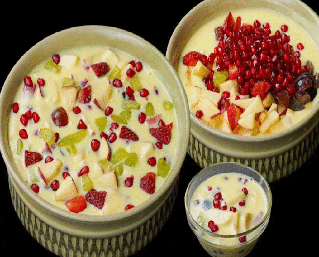 Healthy Fruit Custard Recipe with Saffron After Dinner