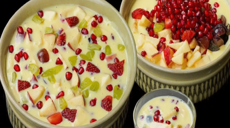 Healthy Fruit Custard Recipe with Saffron After Dinner