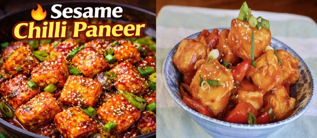 Sesame Chilli Paneer Recipe | Crispy Indo-Chinese Paneer in Spicy Sesame Sauce