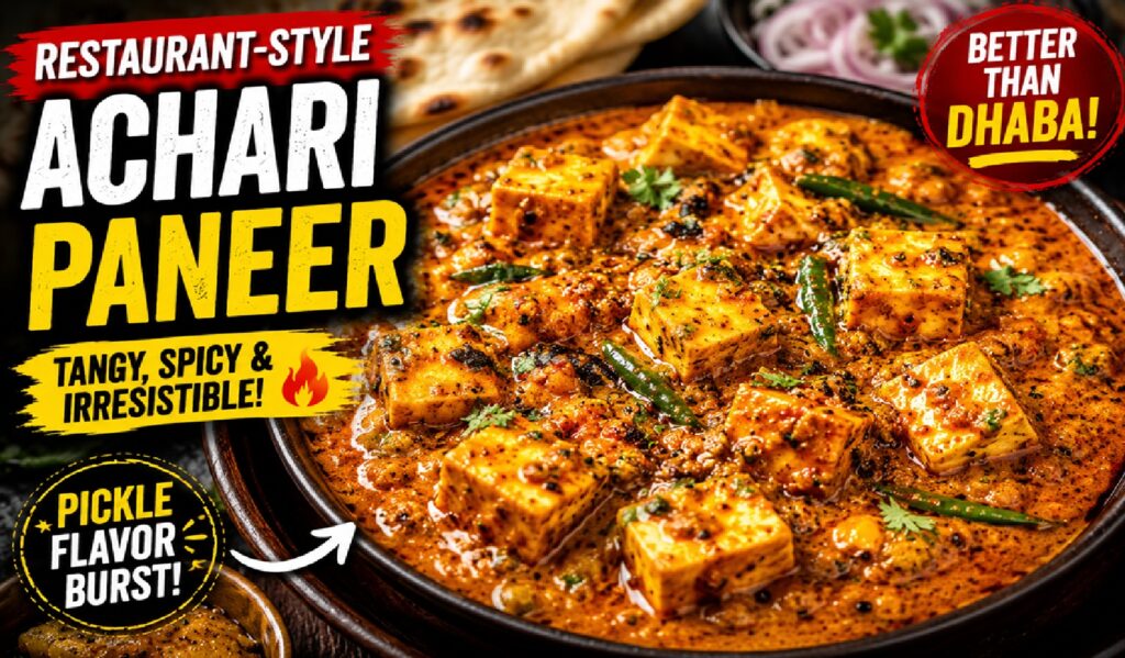 Restaurant Style Achari Paneer - Tangy & Spicy