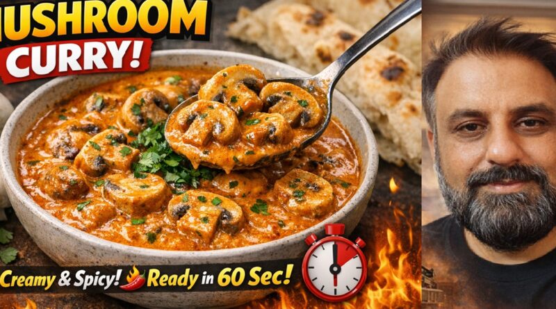 Restaurant Style Mushroom Curry | Creamy, Spicy & Ready in 60 Seconds!