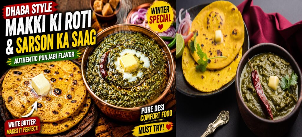 Dhaba Style Makki Ki Roti & Sarson Ka Saag - Authentic Punjabi Recipe